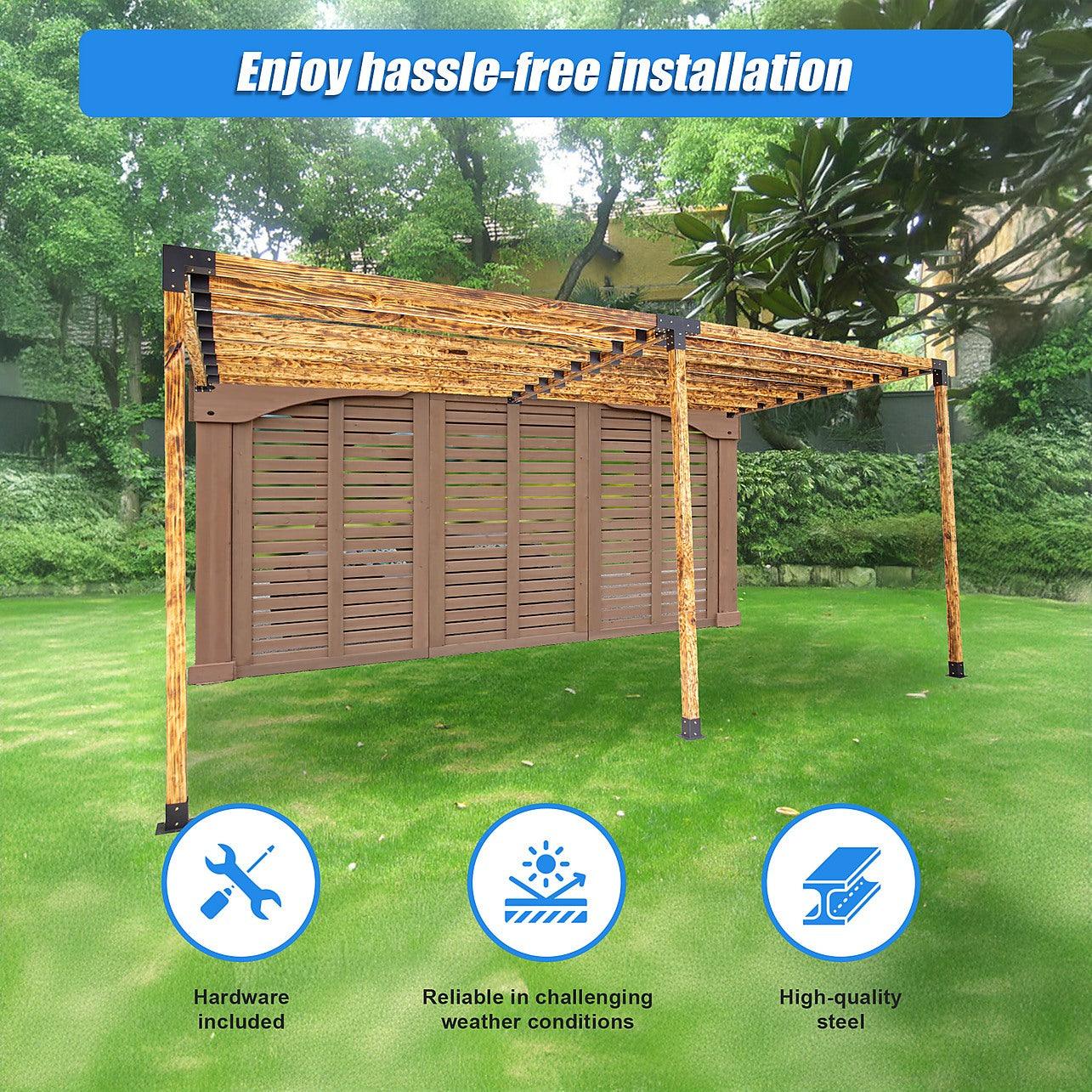 Pergola Kit with Matte Black Steel Brackets – Double Wall with Top ...