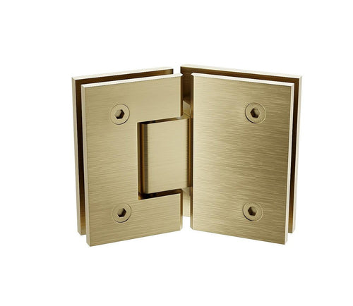 135° Glass-to-Glass Brass Square Shower Hinge in Gold