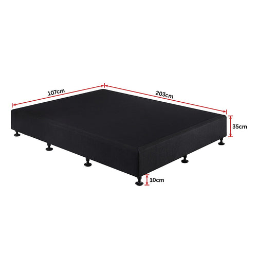 King Single Slatted Ensemble Bed Base - Black Linen Breathable Cover