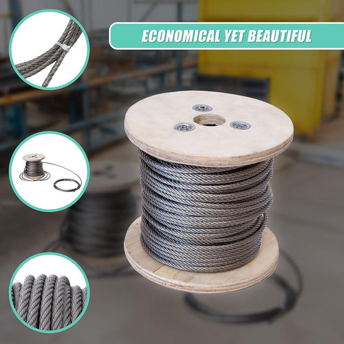  50m Stainless Steel Wire Rope Cable 5mm 316 A4 7x7 Balustrade Fence