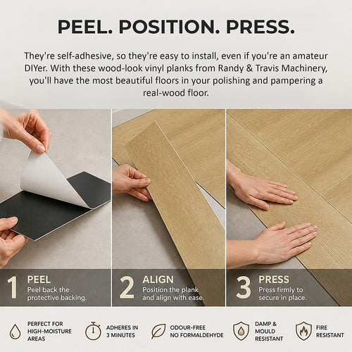 Self Adhesive Vinyl Floor Tiles Peel & Stick Flooring Natural Plain Oak 16 Pack 2.3m²