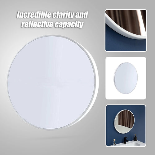 90cm Round Wall Mirror Bathroom Makeup Mirror by Della Francesca - White