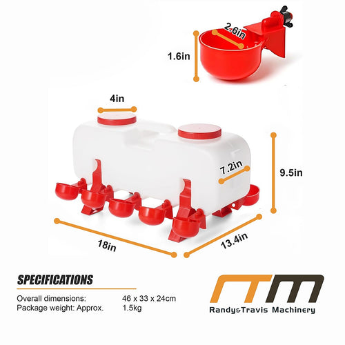 10L Chicken Water Feeder Automatic Chook Drinker Gravity System