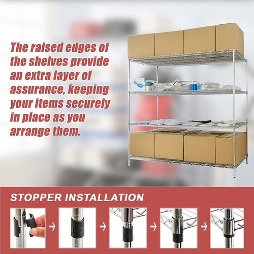 Modular Wire Storage Shelf 1500 x 600 x 1800mm Steel Shelving - Carbon Chrome Plated