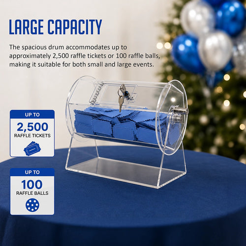 Acrylic Raffle Drum with Lockable Lottery Drawing Cage for Tickets & Raffle Balls