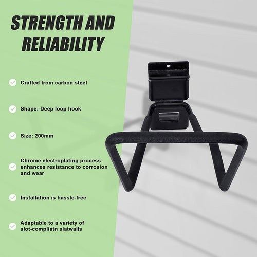 Slatwall Storage Pack for Retail Display Garage Storage - Black Deep Loop Hook