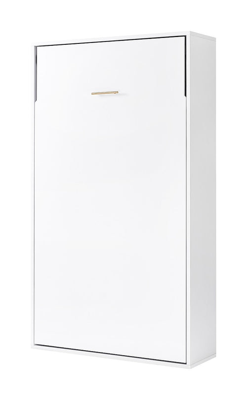 King-single Wall Bed in White – Space Saving Murphy Bed Kit with Gold Door Handle