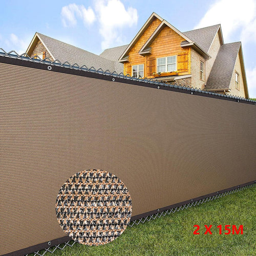 15m x 2m Fence Windscreen Privacy Screen Shade Cover Coffee Fabric Mesh Garden