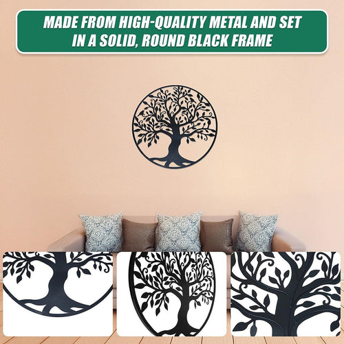 60cm Black Tree of Life Wall Art Hanging Metal Iron Sculpture Garden