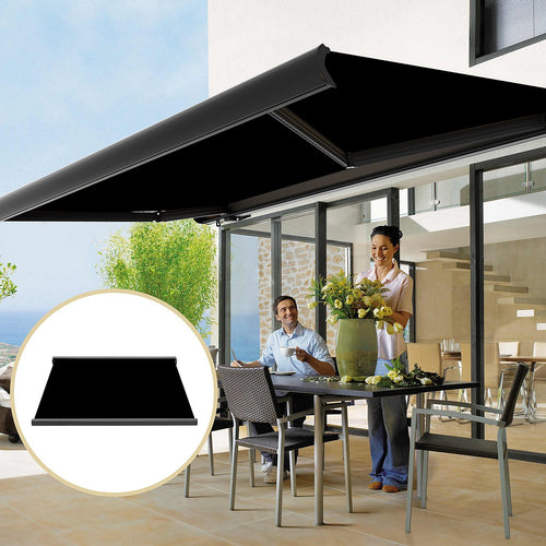 Heavy Duty Full Cassette Retractable Awning: Motorised 5.5x3m Black Sunshade