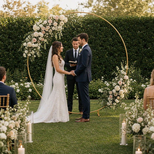 2M Wedding Hoop Round Arch Backdrop – Gold Display Stand for Events & Decor