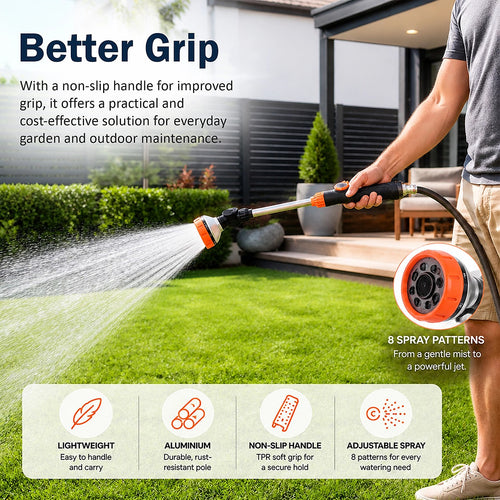 Garden Hose Wand 47cm 8 Spray Patterns Aluminium