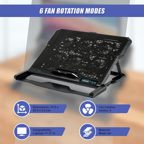 Laptop Cooling Pad with Fan – Adjustable Stand for 11–17'' Notebooks & Gaming Laptops