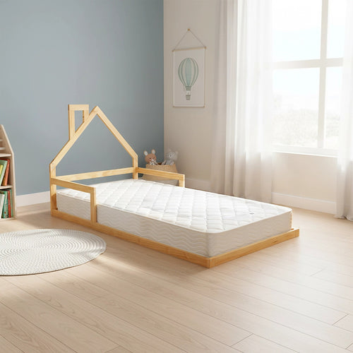 Low Bed for Kids - Wood Pine Wood Single Floor Bed