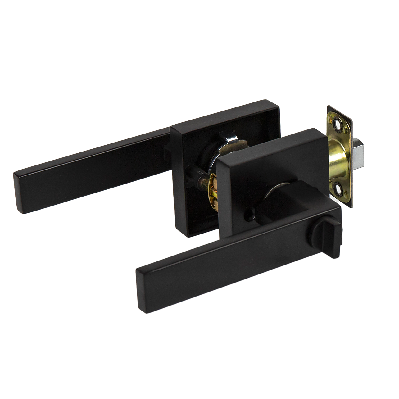 Door Handle Set Lever Privacy Function Square Black - Privacy - Square ...