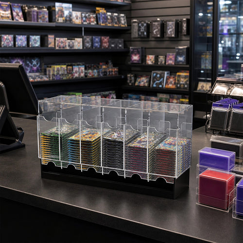 6 Slot Booster Pack Dispenser Acrylic Stackable Black Base