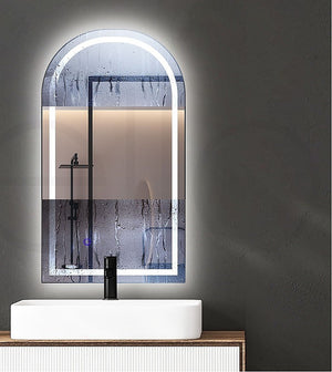 Arched LED Wall Mirror Bathroom Mirrors Makeup Anti-fog Waterproof 600mm x 1000mm