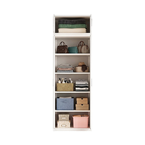 80x240cm 2-Door White Steel Shelf Wardrobe with White Handle Storage Cabinet