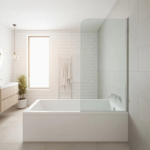70cm Frameless Glass Bath Screen with Wall Channel - Gold