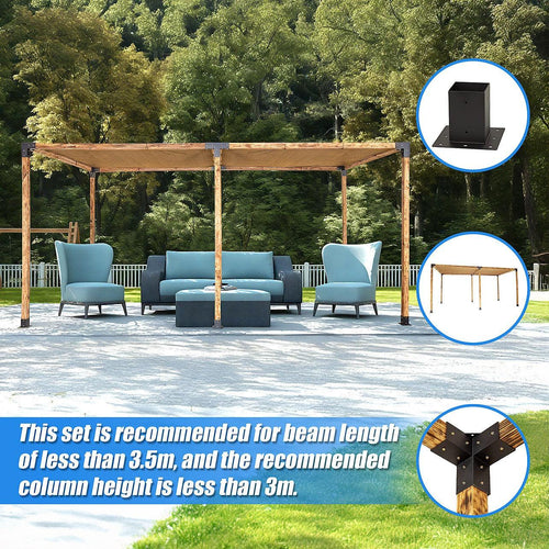 Roof Pergola Gazebo Shed Matte Black Steel Double with Coffee Screens Brackets DIY Kits