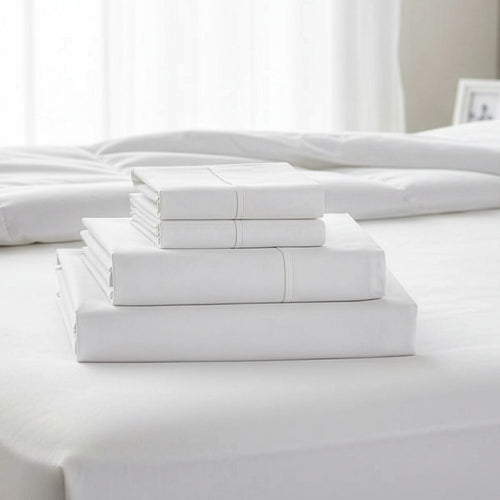 Double Bed Sheet Set – 1800 Series Microfiber, Deep Pocket, Soft & Breathable, White