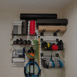 Slatwall Storage Pack for Retail Display Garage Storage - Grey PVC Panels