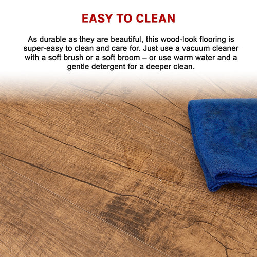 Vinyl Floor Tiles Wood Grain Smoked Eucalyptus Look  – 16 Pack Peel & Stick Flooring