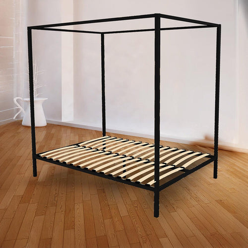 4 Four Poster Queen Bed Frame - Black