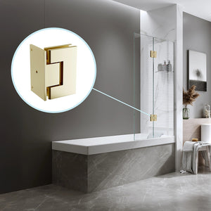 70cm Frameless Swing Bath Screen with Brushed Gold Hardware