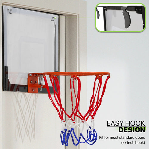 Indoor Mini Basketball Hoop Set – Door-Mounted Backboard Kit with Durable Ring & Mini Ball for Home Play