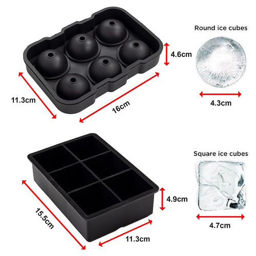 2x Ice Cube Tray  Ball Mould Cube Silicone For Whisky Cocktails