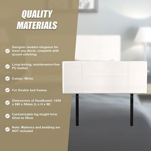 Double White PU Leather Bed Headboard Bedhead