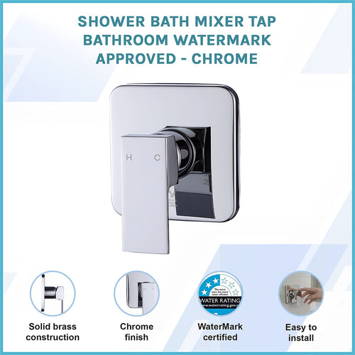 Shower Bath Mixer Tap Bathroom WATERMARK Approved - Chrome