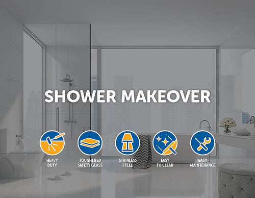 Frameless 10mm Glass Shower Screen - 1000 x 1000mm - Nickel Hinges/Brackets and Round Handle