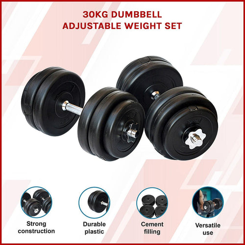 30KG Dumbbell Adjustable Weight Set 