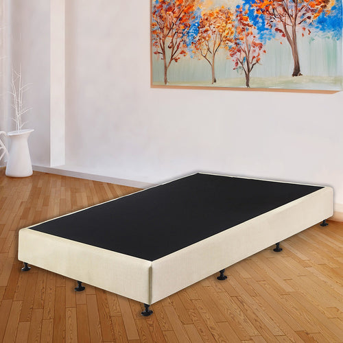 Queen Slatted Ensemble Bed Base - Platinum Natural Sand Linen Breathable Cover