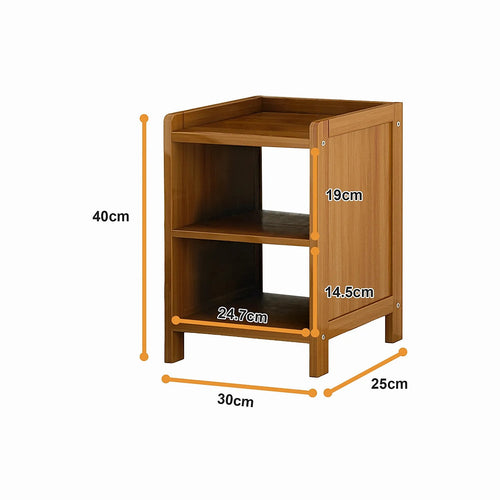 Bamboo Bedside Table Nightstand with Storage – Bedroom & Sofa Side Stand in Dark Wood