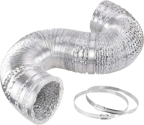 10.5cm x 7.6m Flexible Aluminium Air Duct – Non-Insulated Vent Hose for Dryer & HVAC