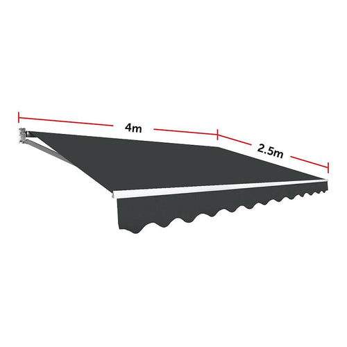 Automatic Retractable Awning 4x2.5m - Grey Outdoor Wall Sunshade