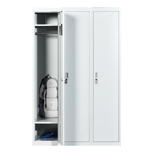 Three-Door Side by Side Storage Locker – Office, Gym & Shed Organisation Unit in Grey