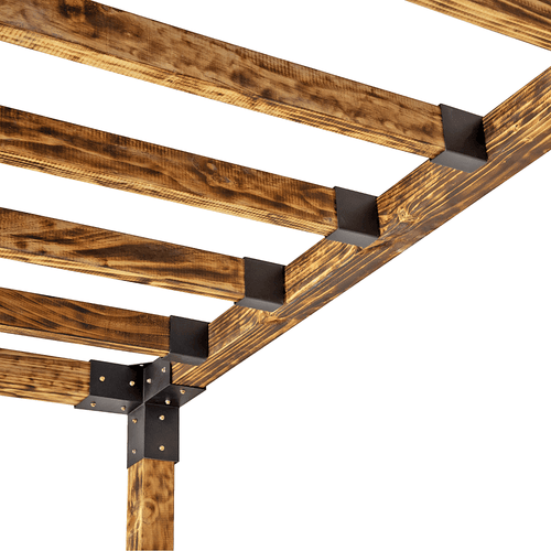 Roof Pergola Gazebo Shed Matte Black Steel Double Wall with Top Rafters Brackets DIY Kits