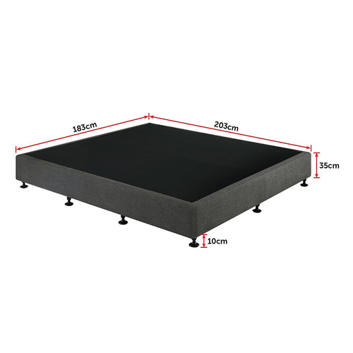 King Single Slatted Ensemble Bed Base - Graphite Linen Breathable Cover