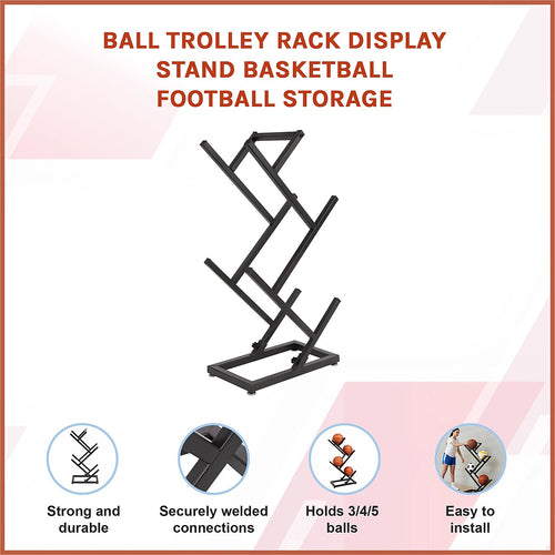 Ball Trolley Rack Display Stand Basketball Football Storage