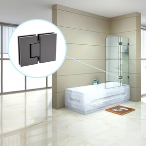 120cm Frameless Glass Bath Screen with Brass Brackets - Gunmetal