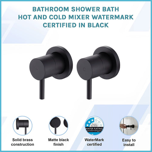 Bathroom Shower Bath Hot and Cold Mixer WATERMARK Certified - Black