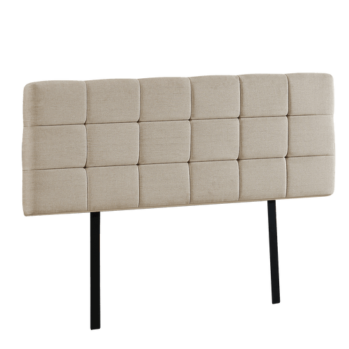 Beige Linen Fabric King Deluxe Tufted Headboard Bedhead