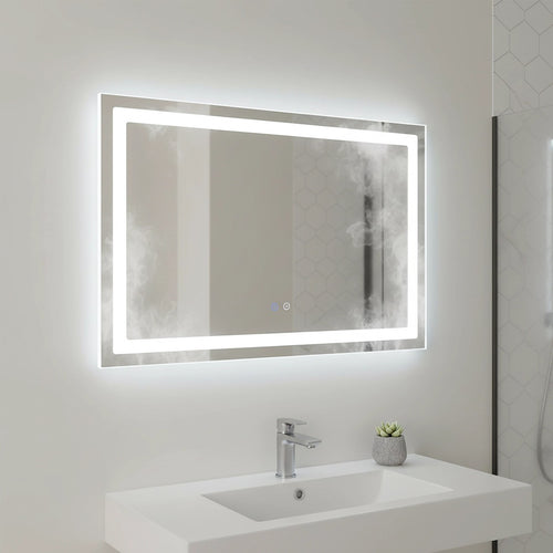 Rectangular LED Mirror with Anti-Fog – Illuminated Bathroom & Living Room Design 120 x 80cm