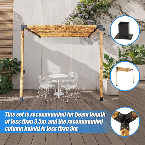 Roof Pergola Gazebo Shed Matte Black Steel Single Wall with Top Rafters Brackets DIY Kits