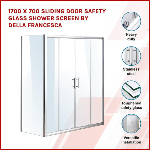 1700 x 700mm Sliding Door Safety Glass Shower Screen By Della Francesca