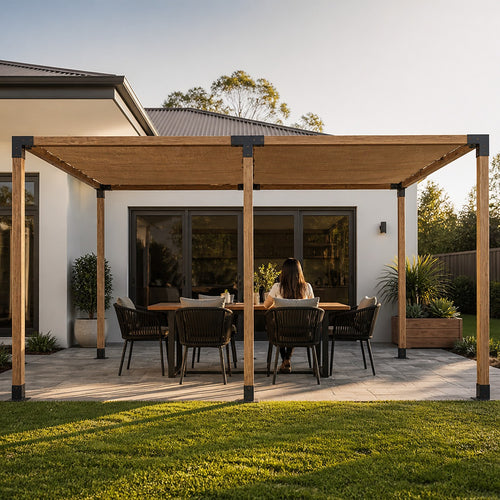 DIY Pergola Kit – Double with Coffee Screens Set with Brackets